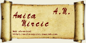 Anita Mirčić vizit kartica